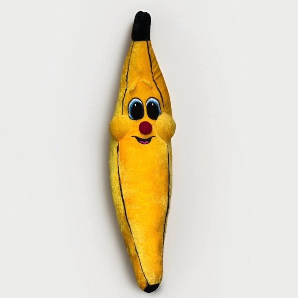 Vintage 20" Peeled Banana Plush -NANCO- Red Nose & Blue Eyes Embroidered